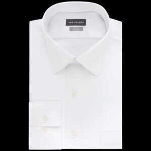 NWT Van Heusen Mens Size 16 1/2 32/33 Fitted Lux Sateen Stretch Dress Shirt NEW
